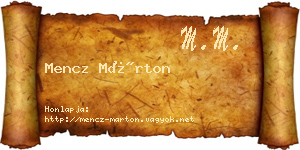 Mencz Márton névjegykártya